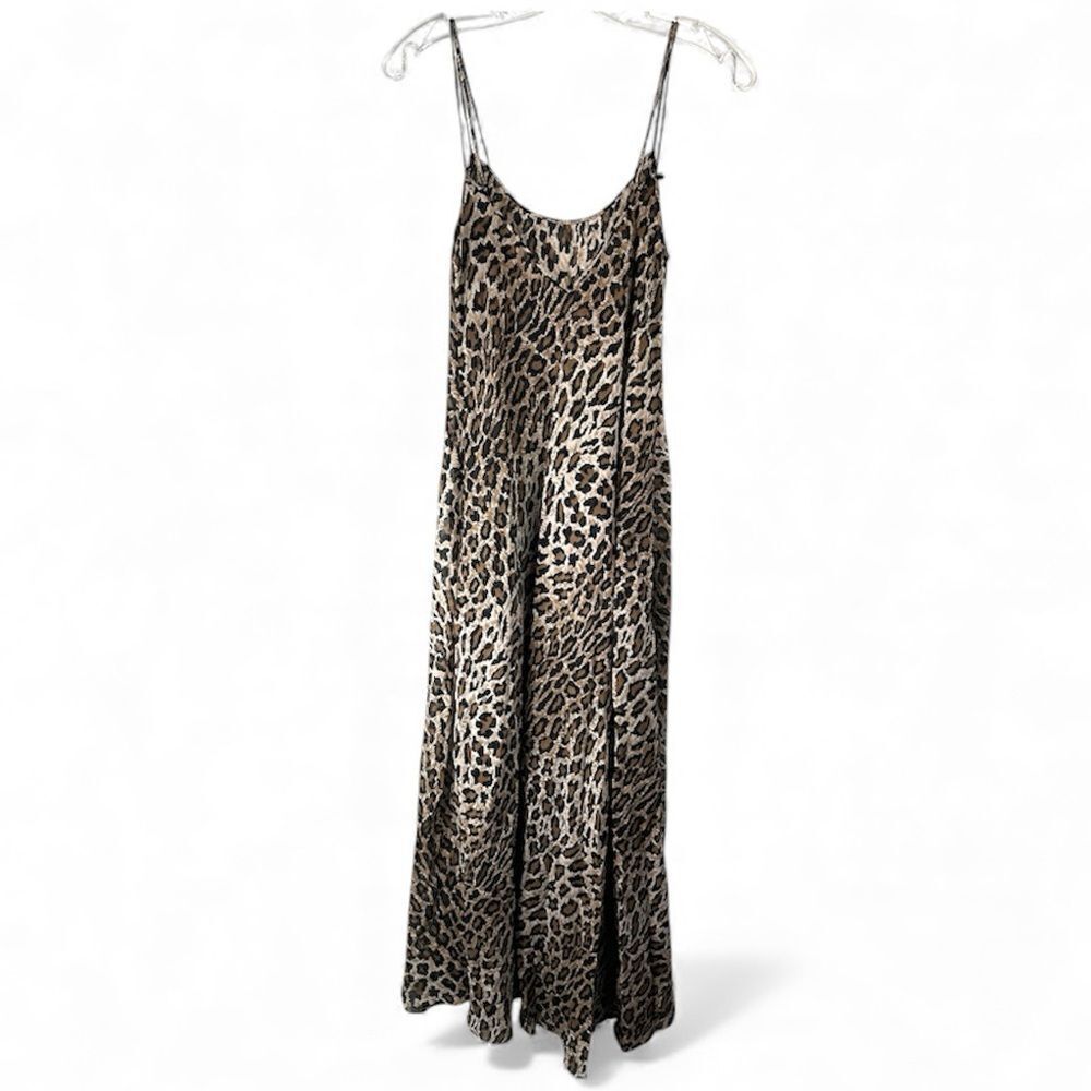 LORETTA CAPONI Womans Slip Dress L / XL sheer Animal Tiger Maxi Sleep Capsule